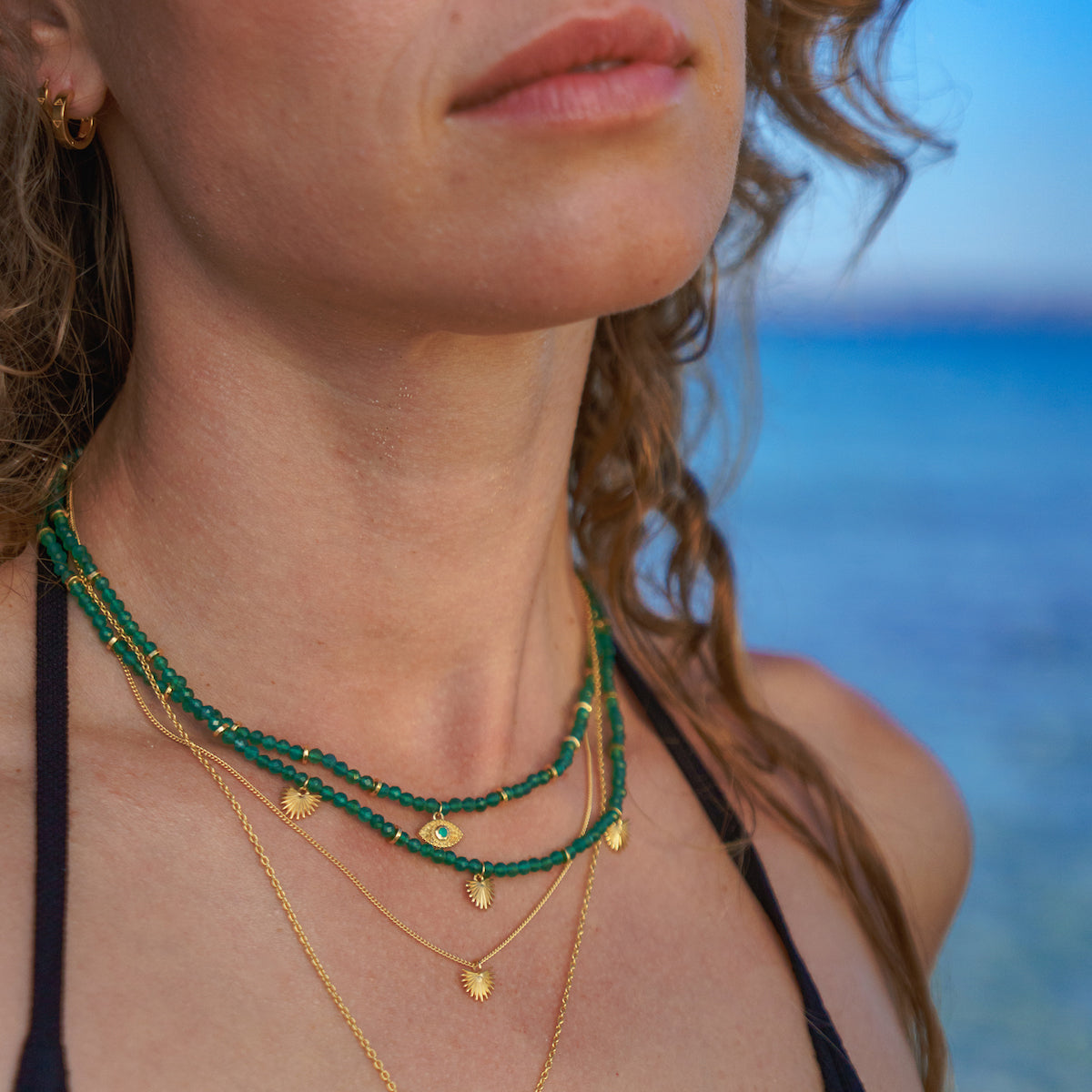 Ishtar Necklace Green Onyx Silver