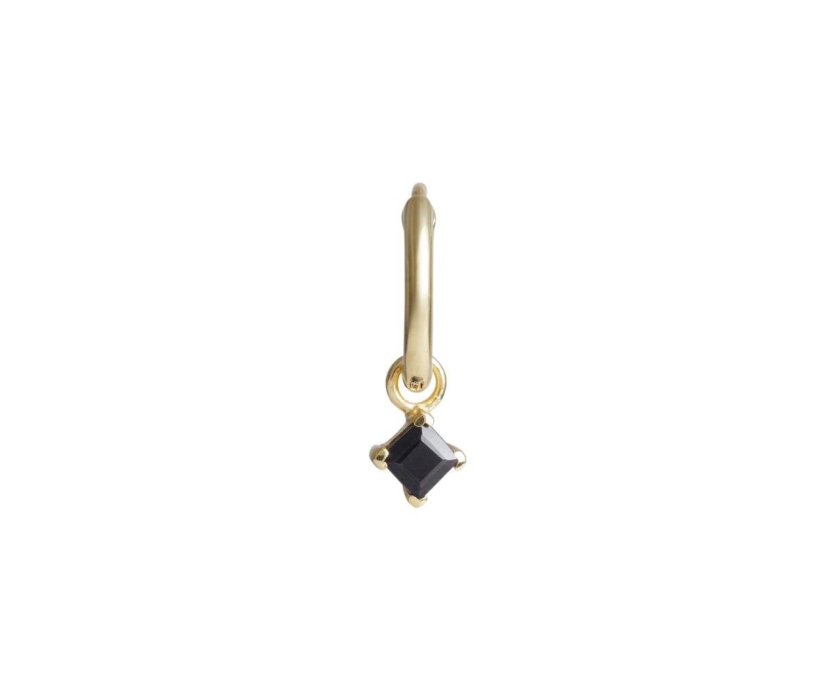 Birthstone Square Charm Hoop Solid Gold