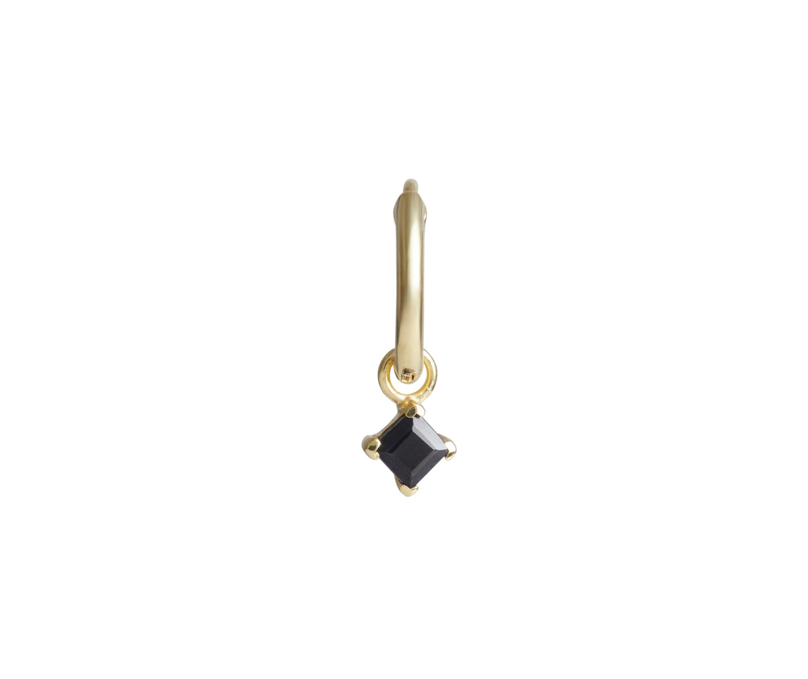 Birthstone Square Charm Hoop Solid Gold