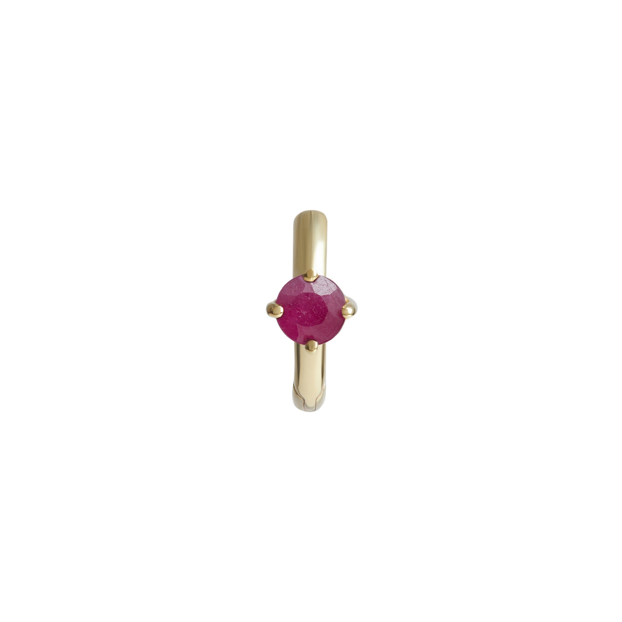 Birthstone Round Piercing Huggie Solid Gold
