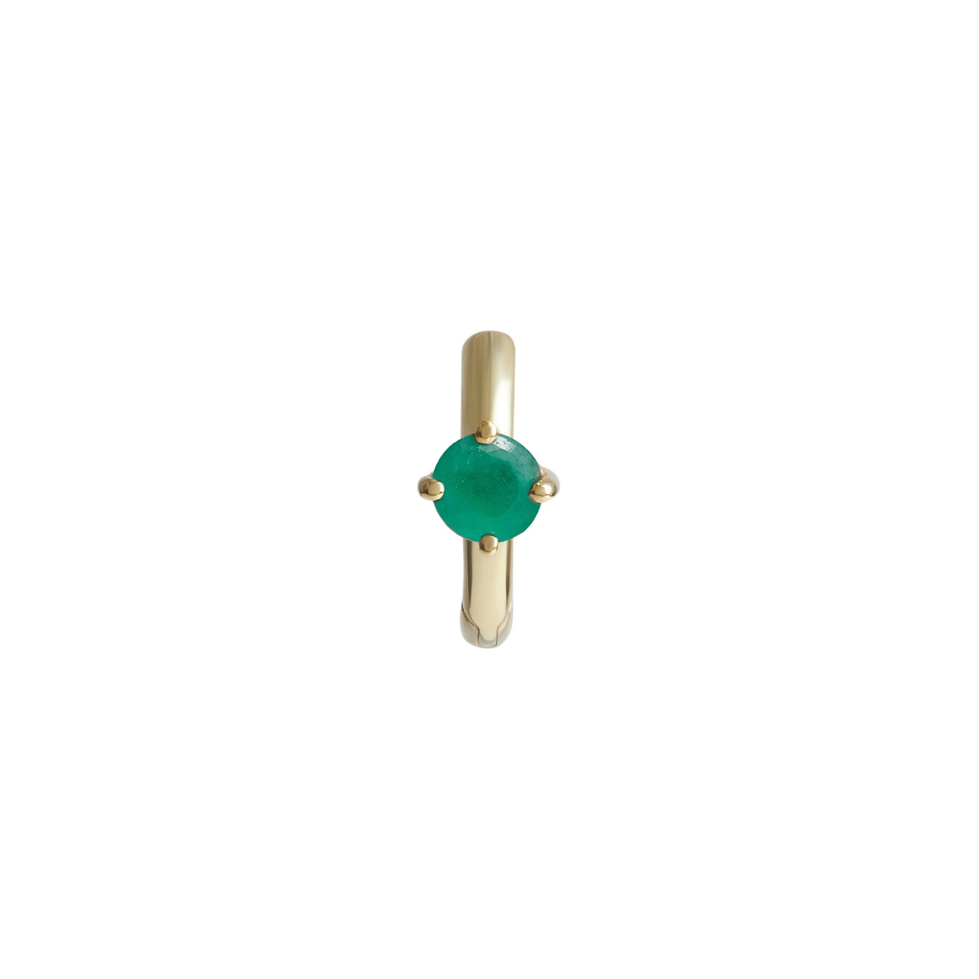 Birthstone Round Piercing Huggie Solid Gold