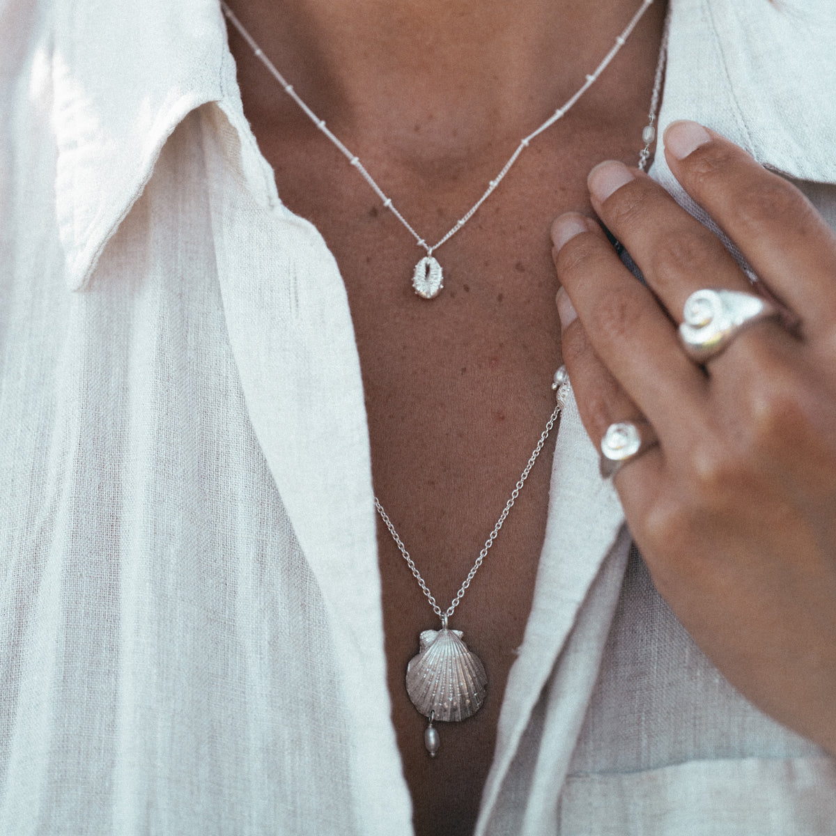 Calypso Pearl Necklace Silver