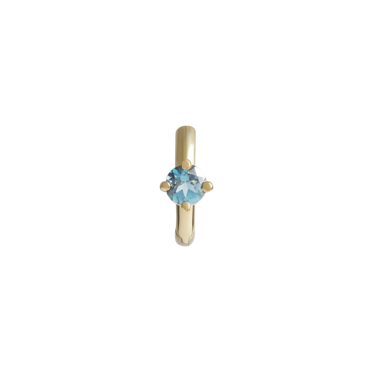 Birthstone Round Piercing Huggie Solid Gold
