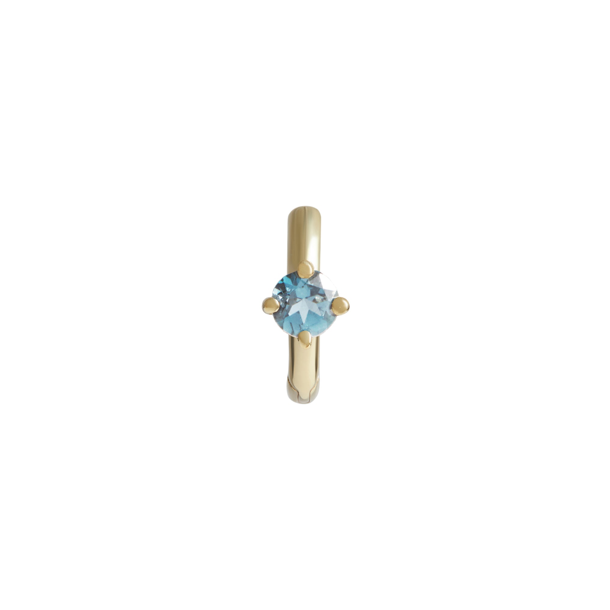 Birthstone Round Piercing Huggie Solid Gold