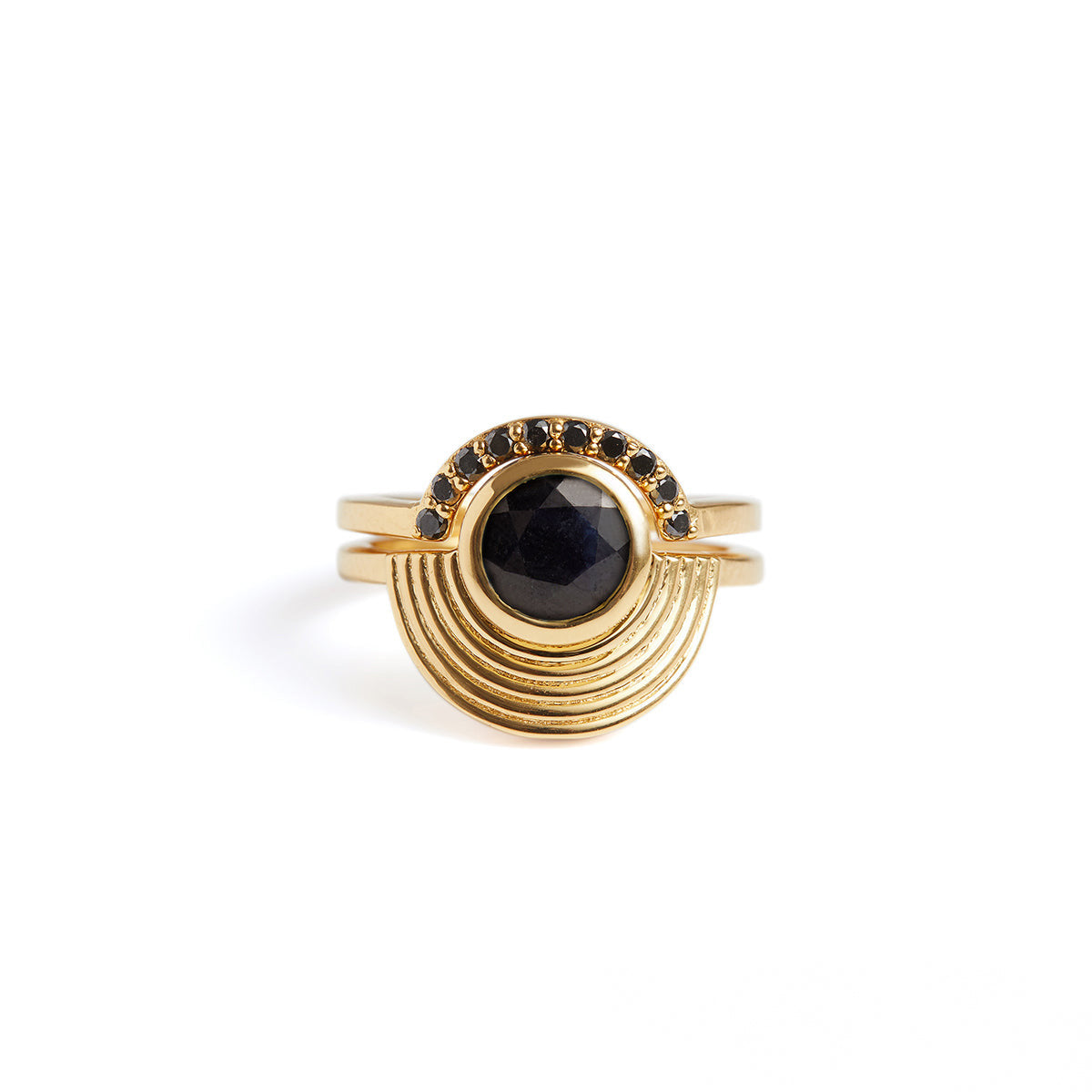 Interstellar Black Sapphire Fine Stack Solid Gold