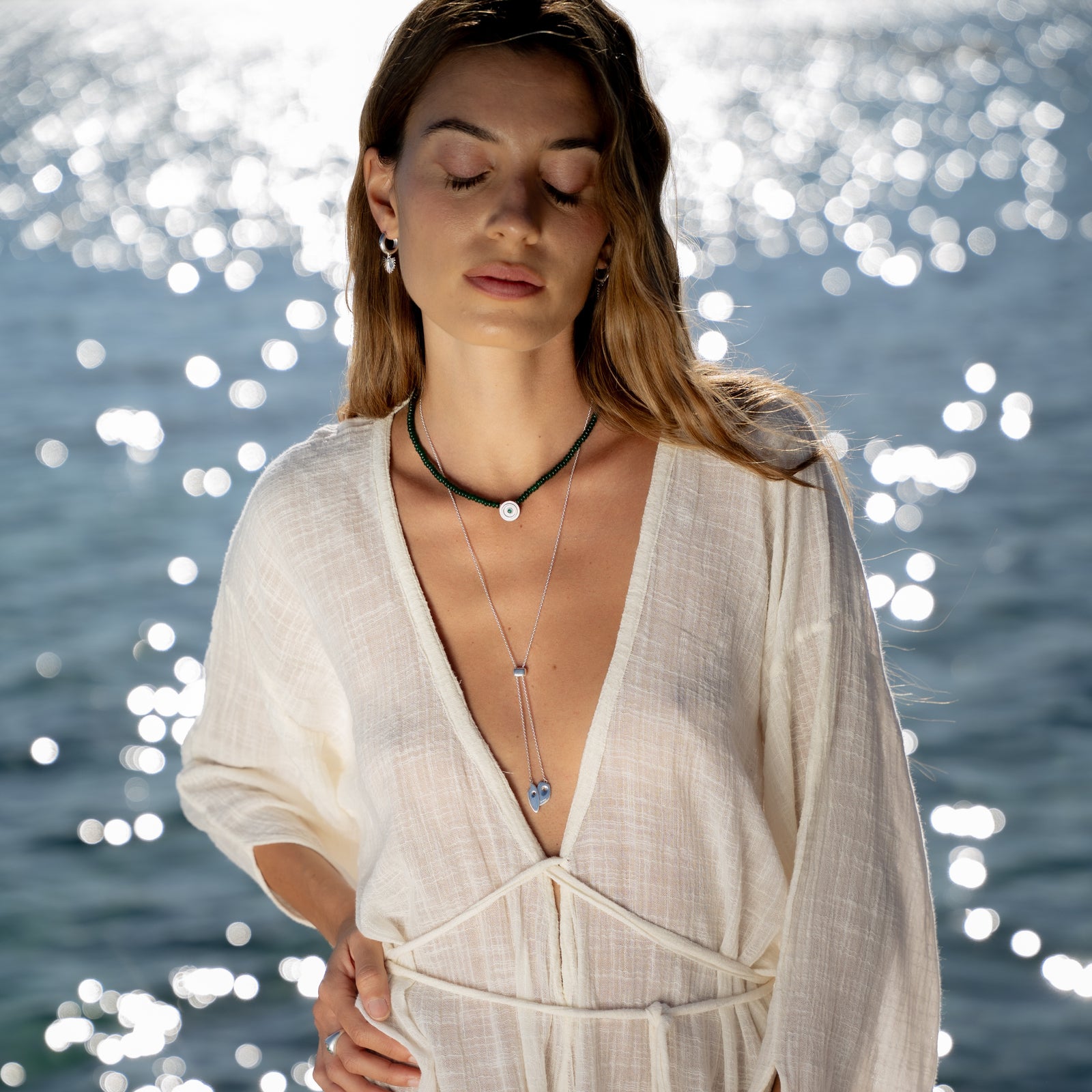 Galatea Jade Necklace Silver