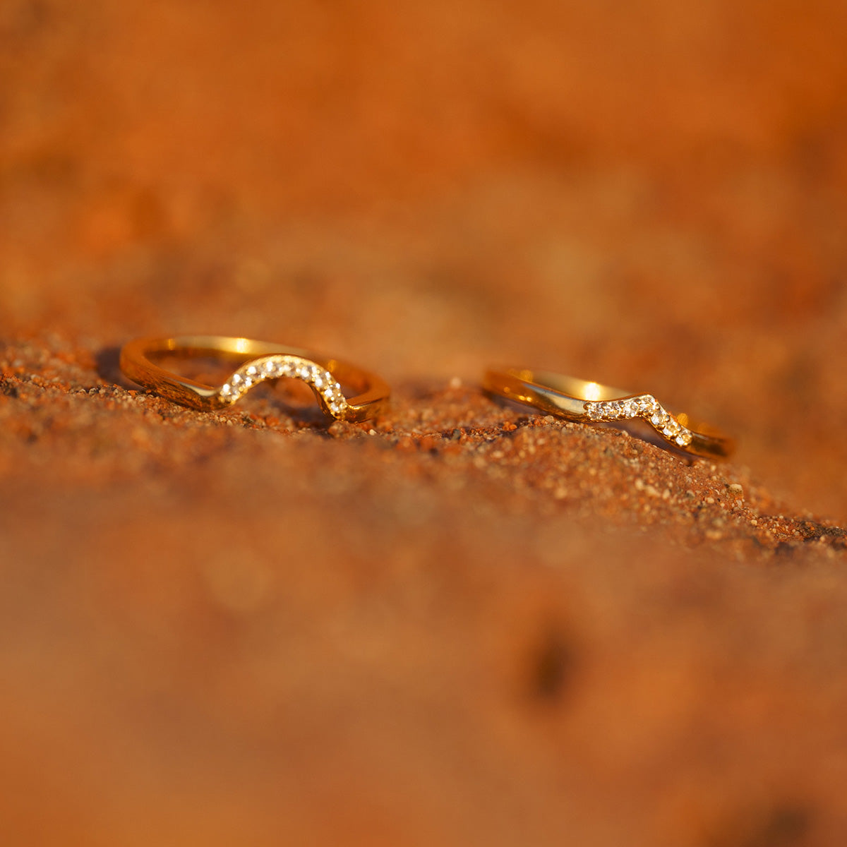 Mountain Pave & Solitaire Stack Solid Gold