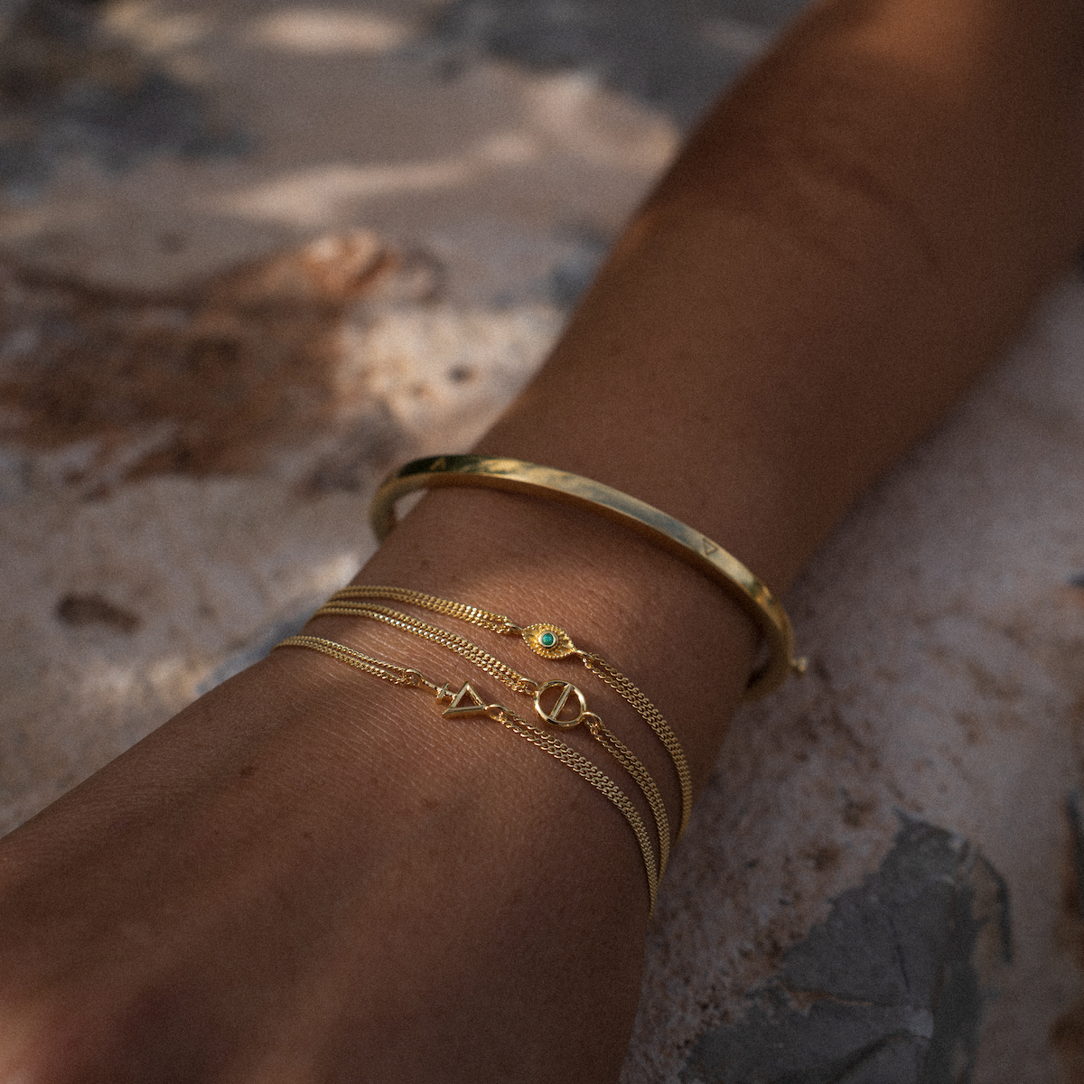 Rays of Light Mini Bracelet Emerald Gold