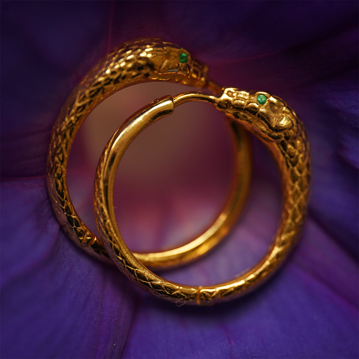 Ouroboros Snake Hoops Gold