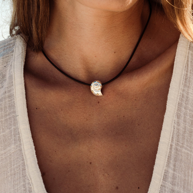 Inanna Spiral Mixed Metal Cord Necklace