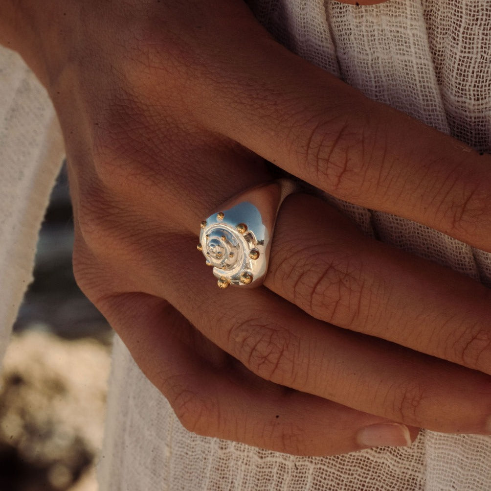 Inanna Spiral Mixed Metal Ring
