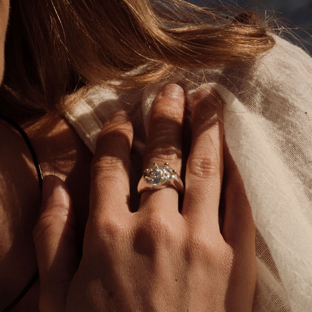 Inanna Spiral Mixed Metal Ring