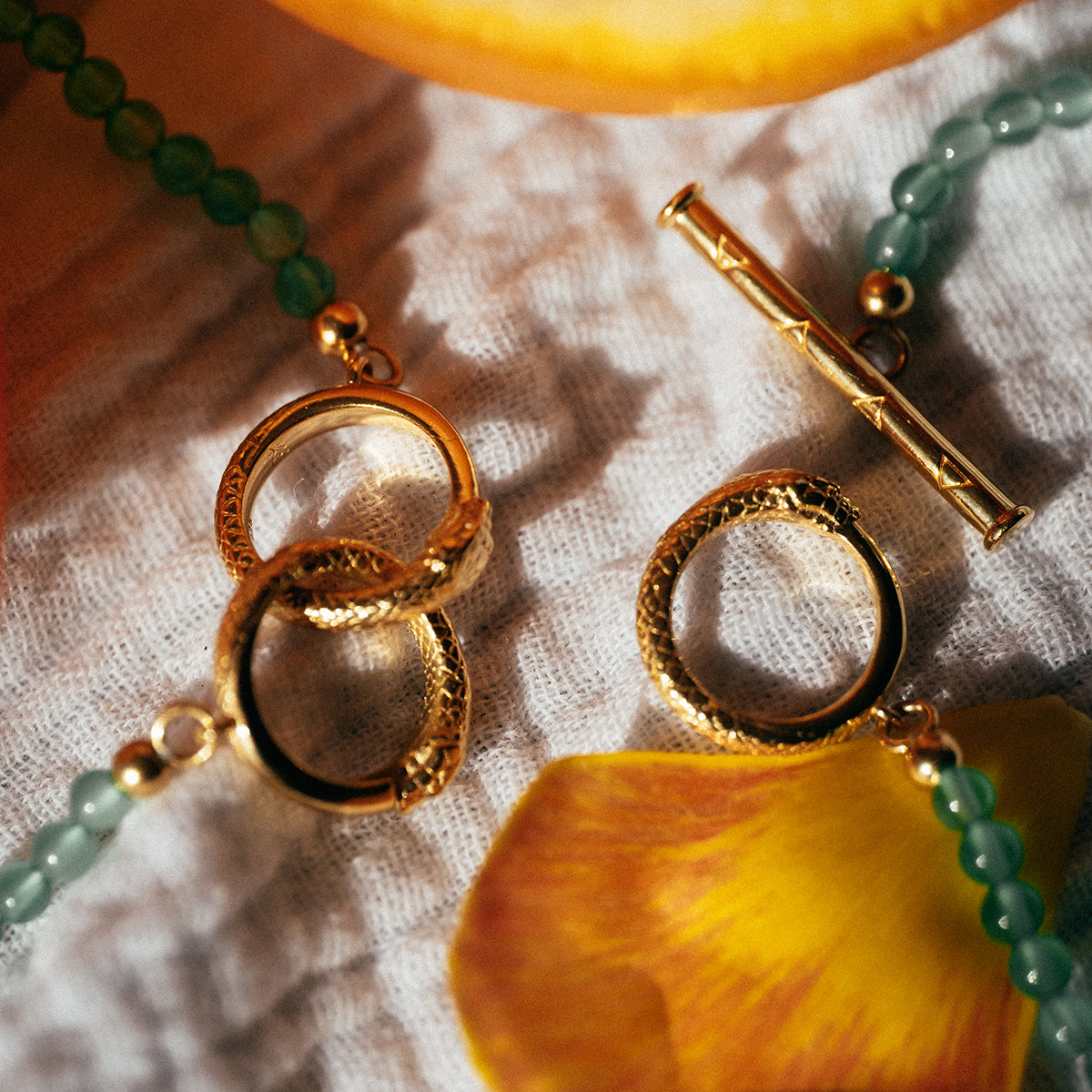 Ouroboros Onyx Bracelet Gold