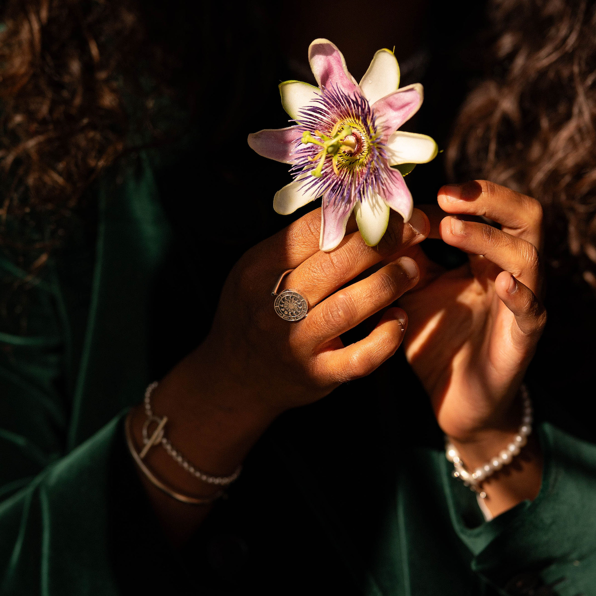 Alchemist's Spinning Ring with Black Sapphires Silver