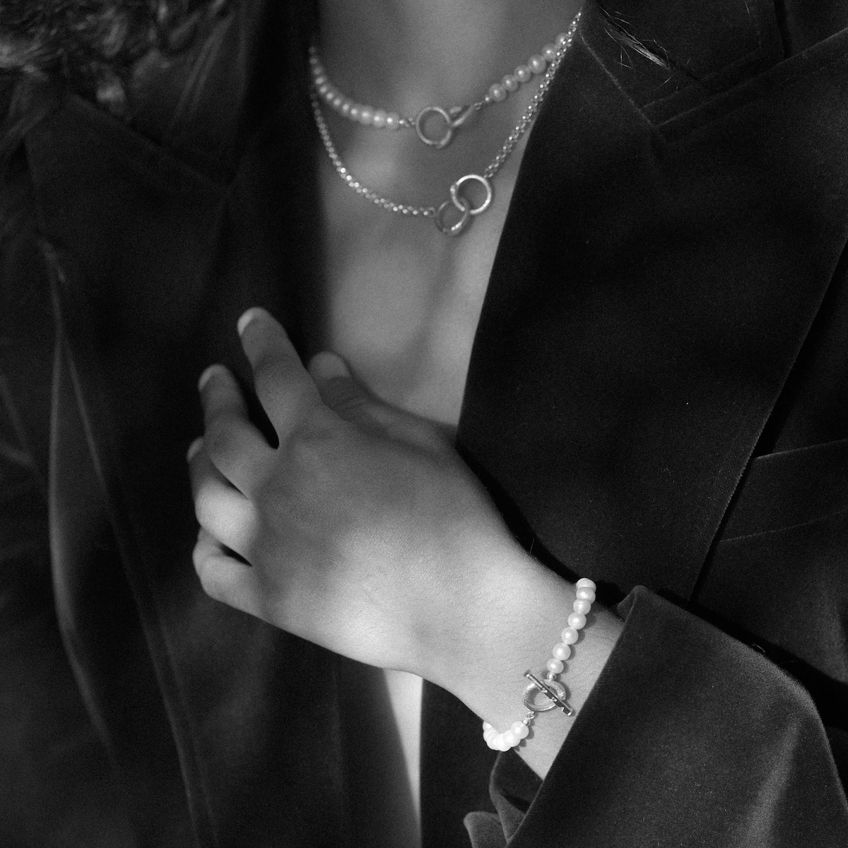 Ouroboros Pearl Bracelet Silver