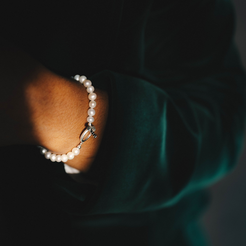 Ouroboros Pearl Bracelet Silver Rachel Entwistle