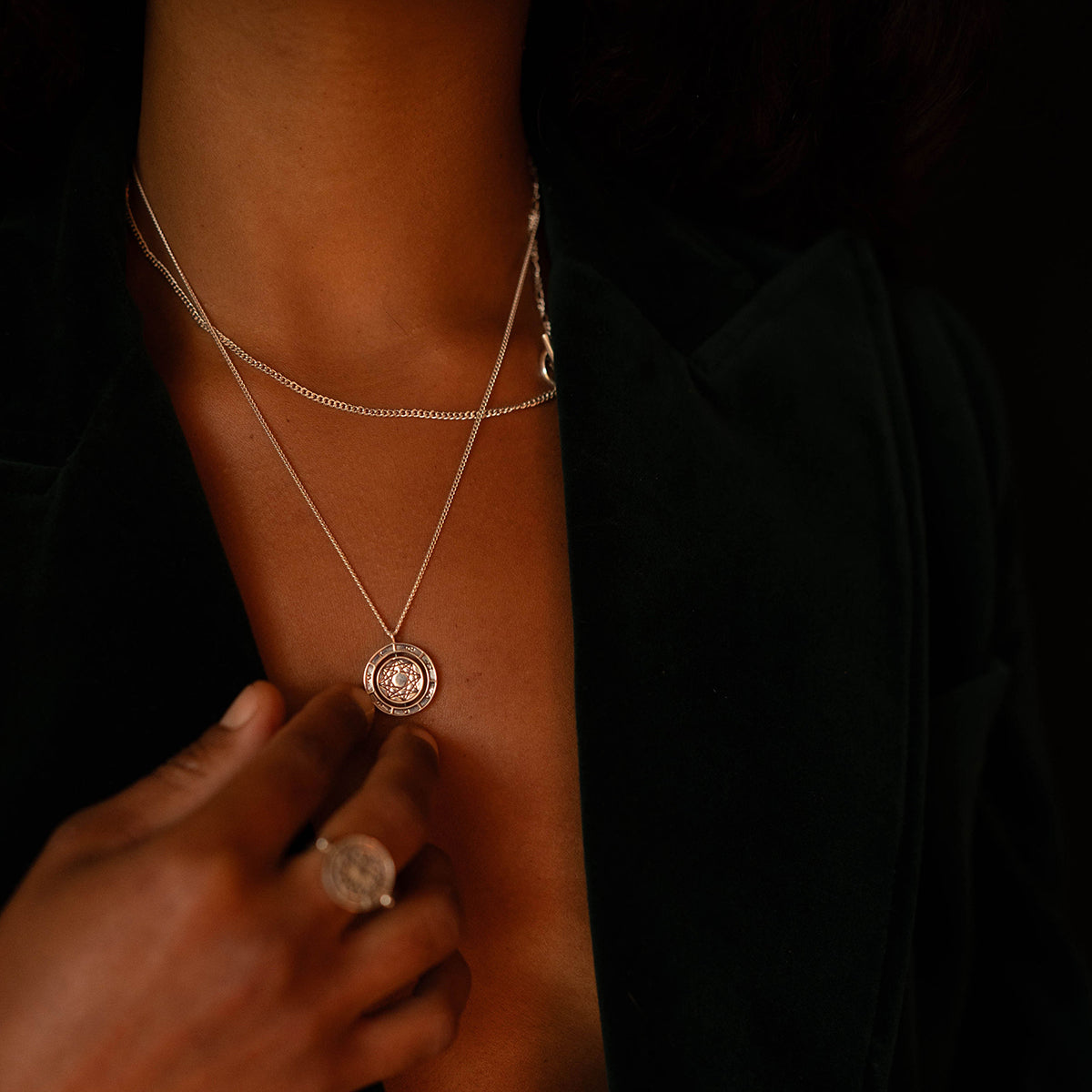 Alchemist's Mini Spinning Necklace Silver