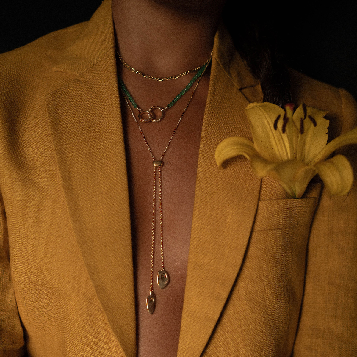 Ouroboros Green Onyx Necklace Gold