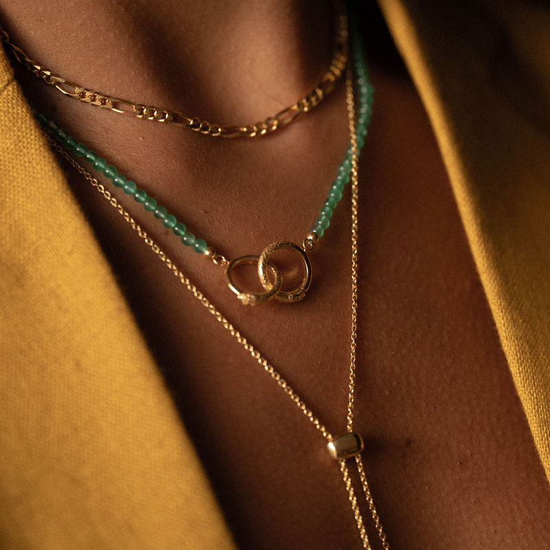 Ouroboros Green Onyx Necklace Gold