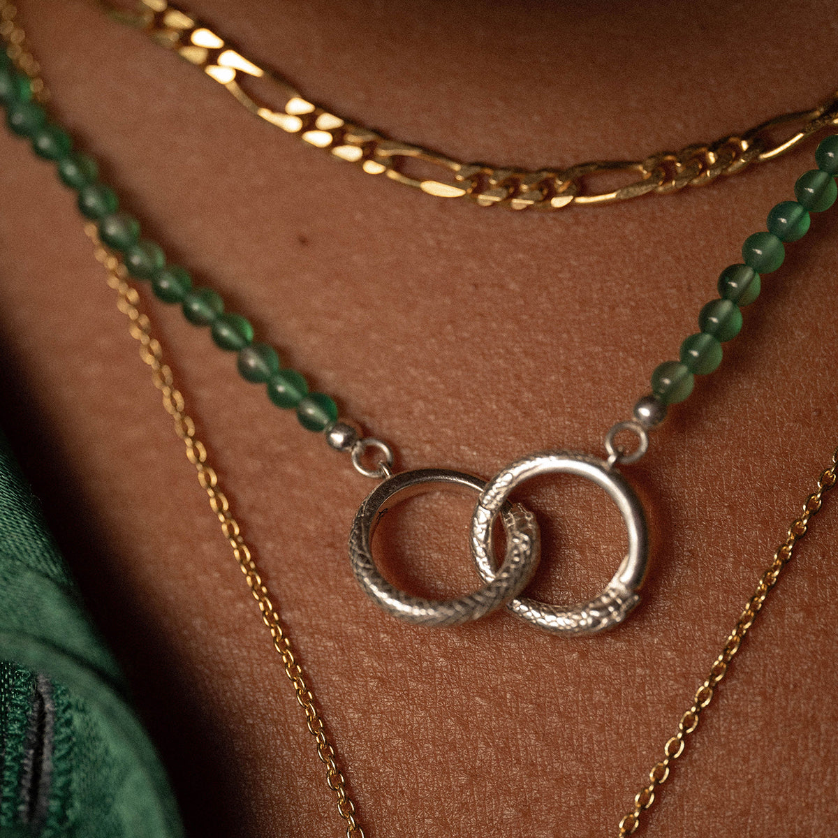 Ouroboros Onyx Necklace Silver