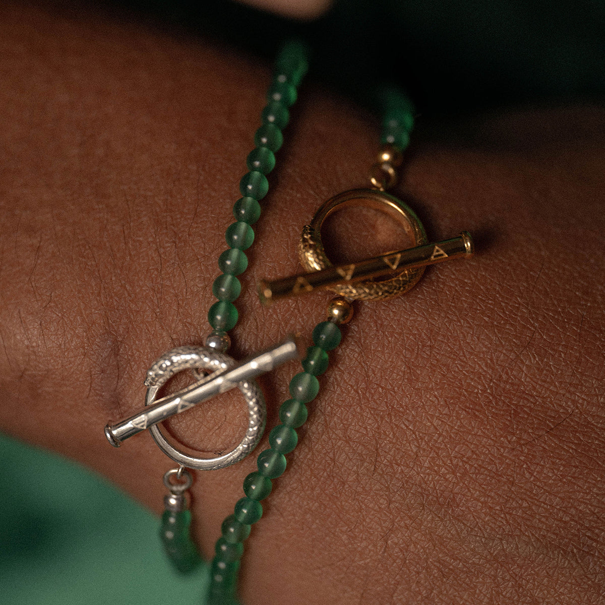 Ouroboros Onyx Bracelet Gold