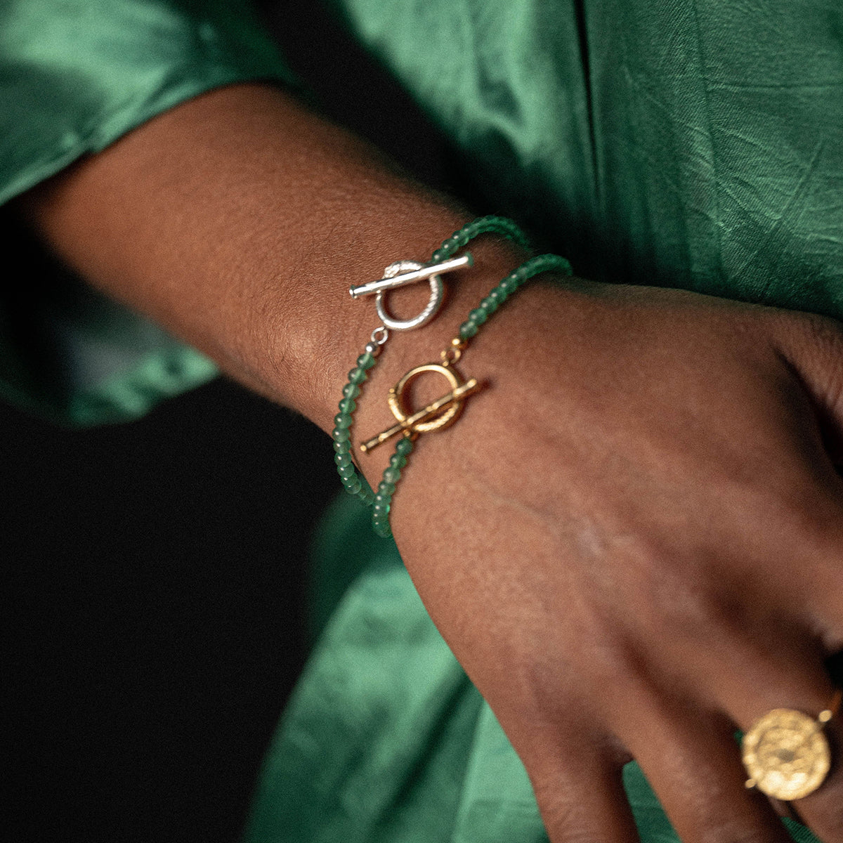 Ouroboros Onyx Bracelet Silver