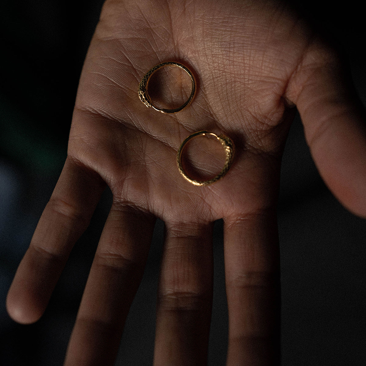 Ouroboros Snake Hoops Gold