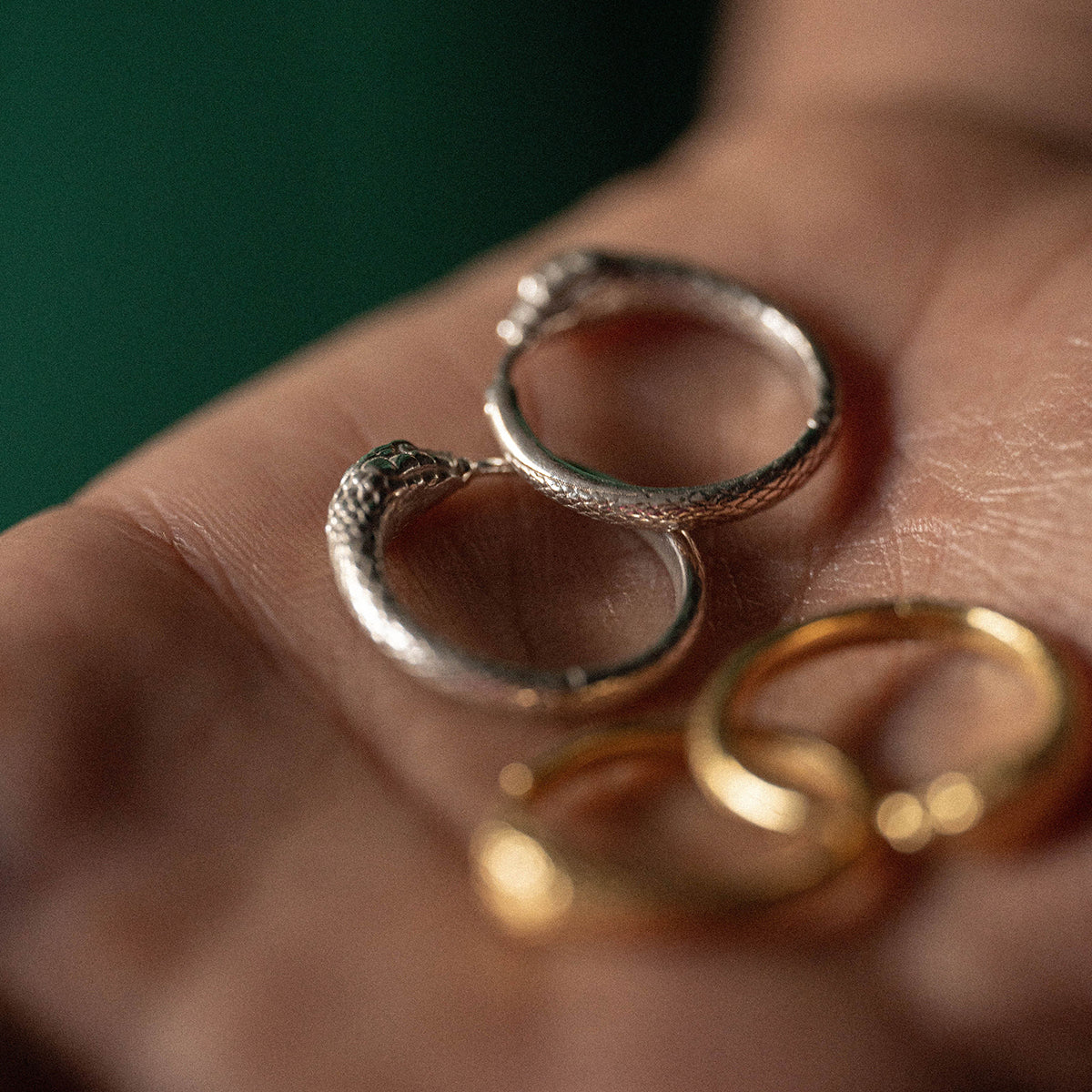 Ouroboros Snake Hoops Silver