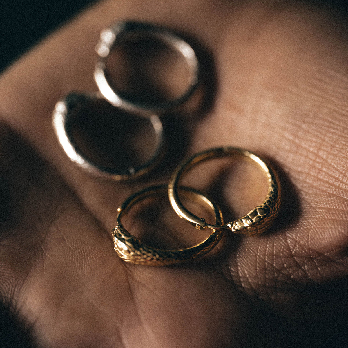 Ouroboros Snake Hoops Gold