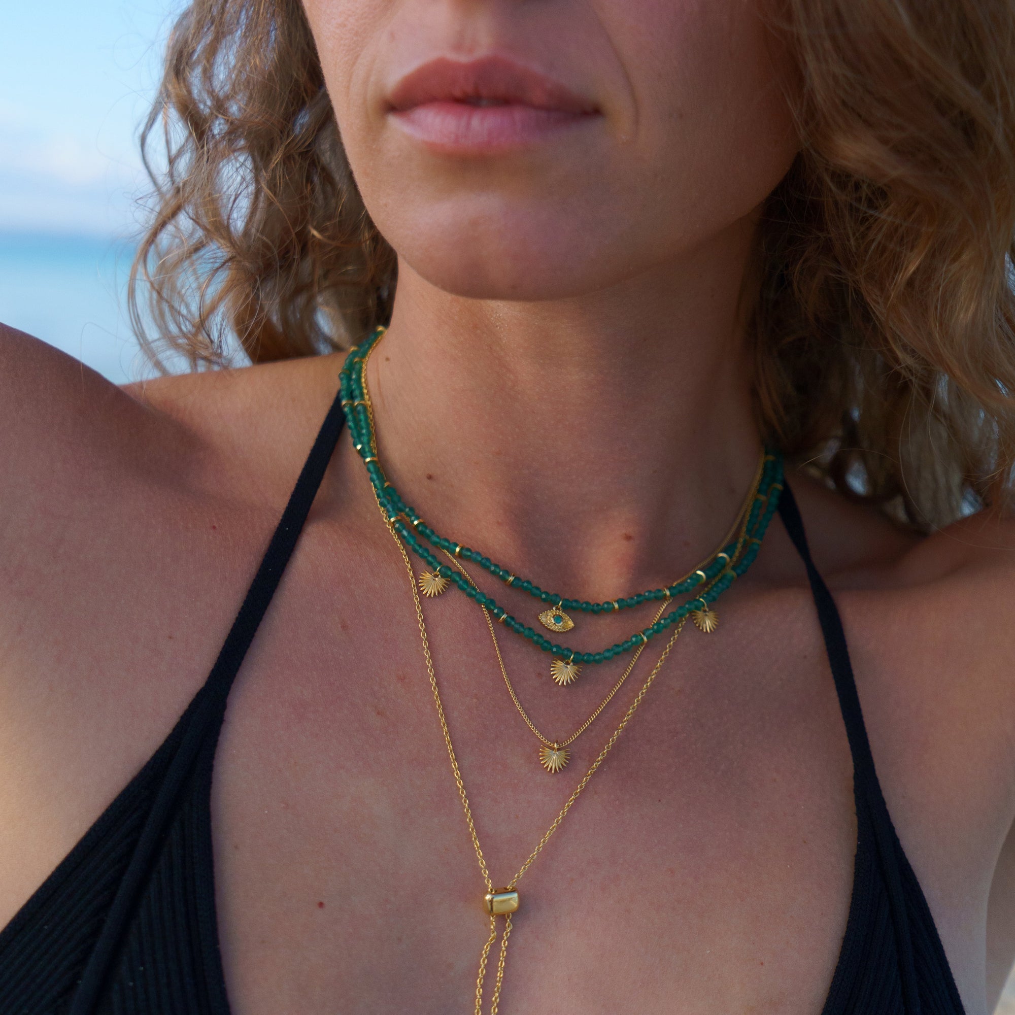 Ishtar Necklace Green Onyx Silver