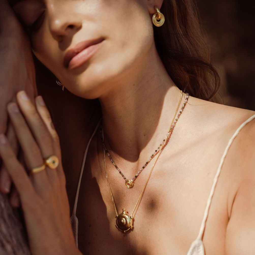 Galatea Mini Tourmaline Necklace Solid Gold