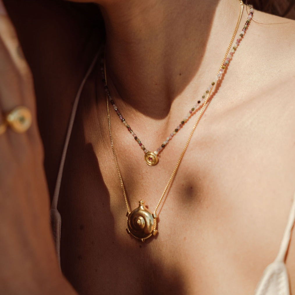 Galatea Mini Tourmaline Necklace Solid Gold