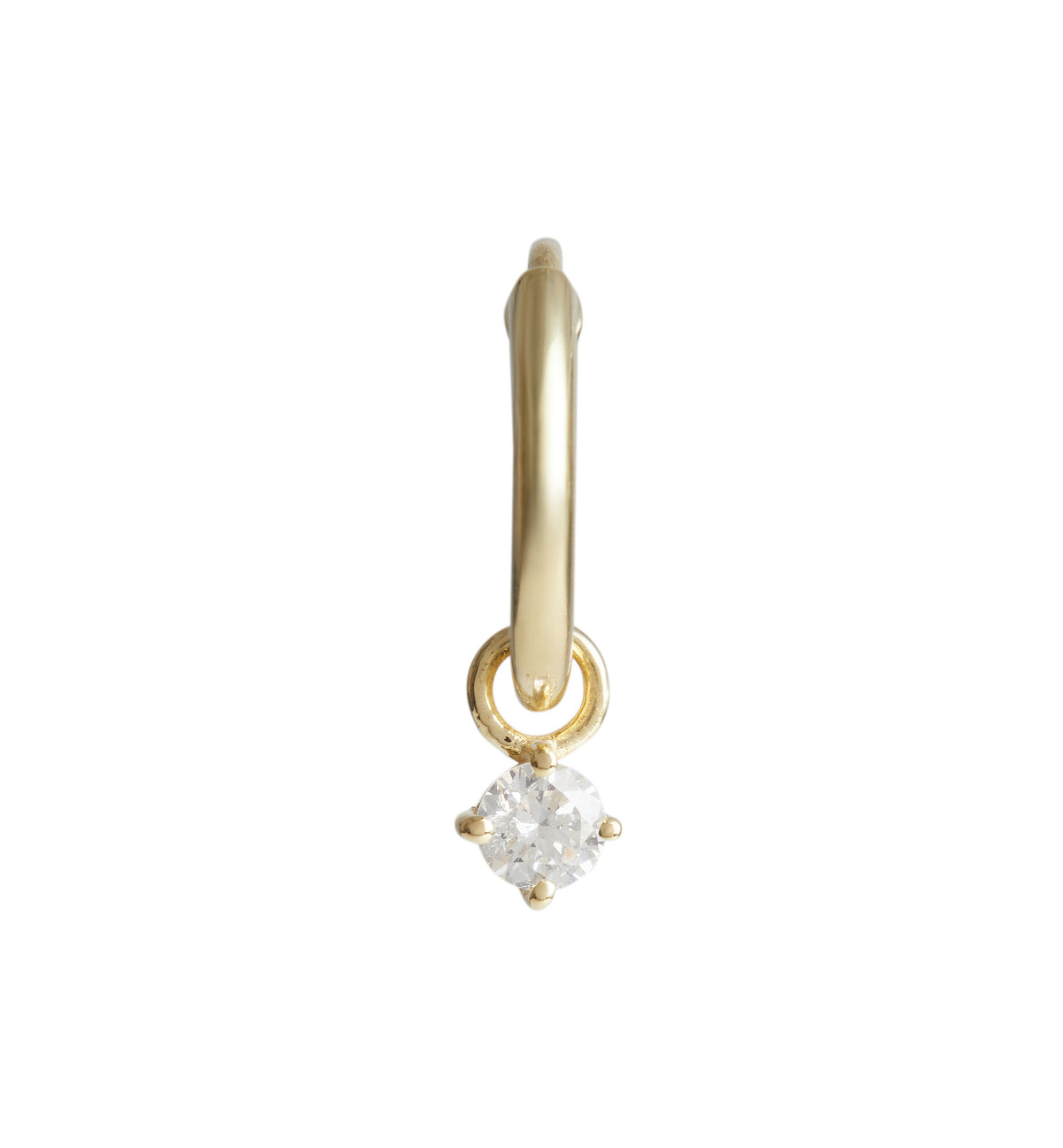 Birthstone Round Charm Hoop Solid Gold