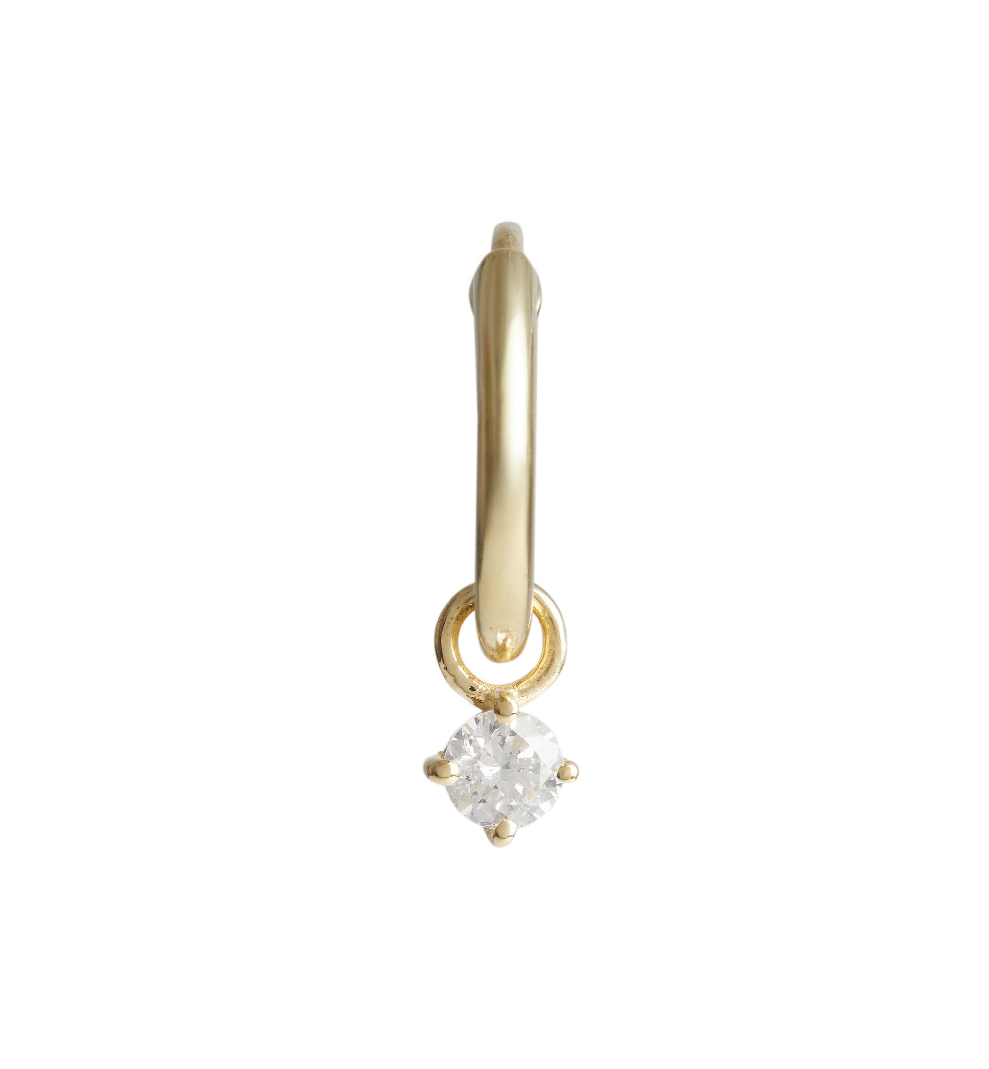 Birthstone Round Charm Hoop Solid Gold