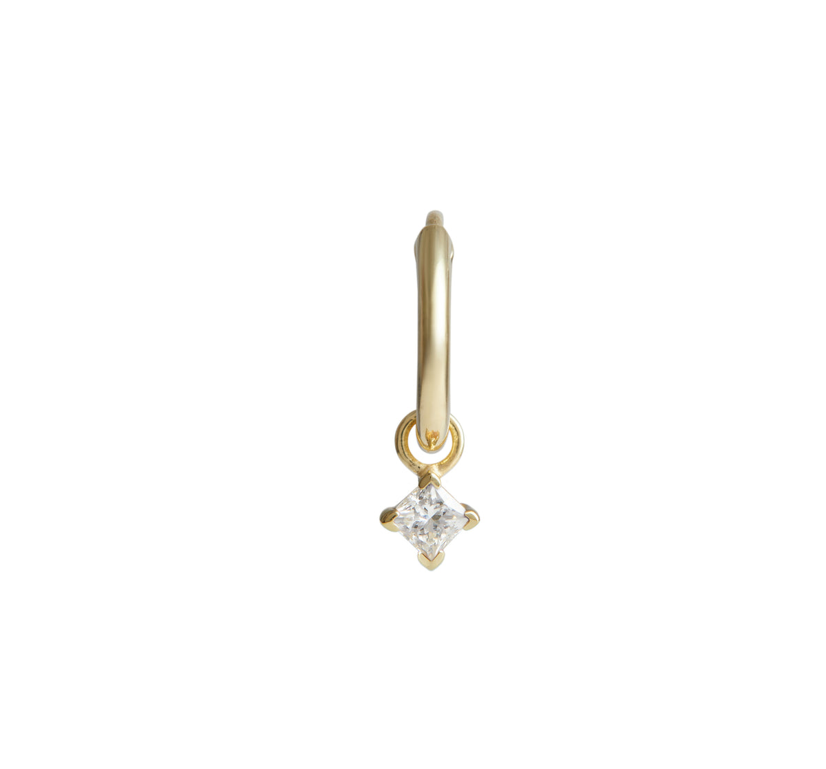 Birthstone Square Charm Hoop Solid Gold