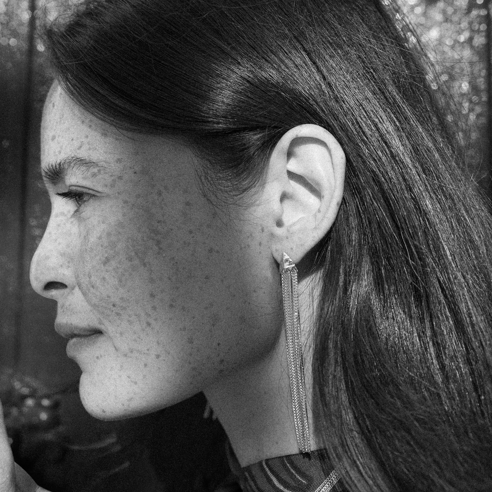 Modern Primitive Drape Chain Earrings Silver