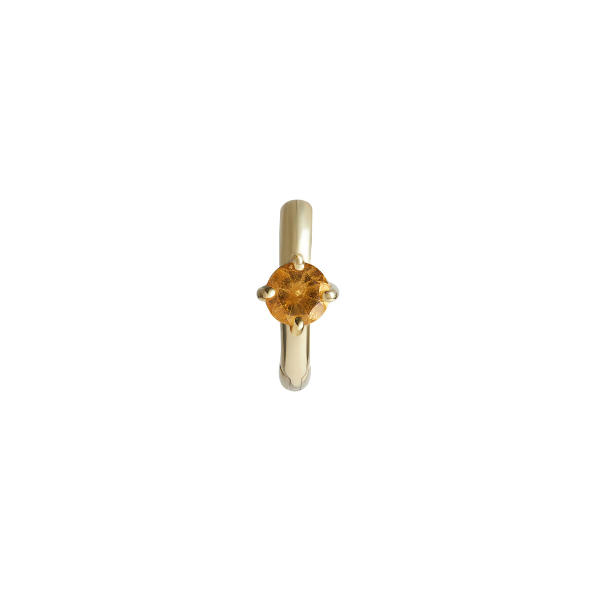 Birthstone Round Piercing Huggie Solid Gold