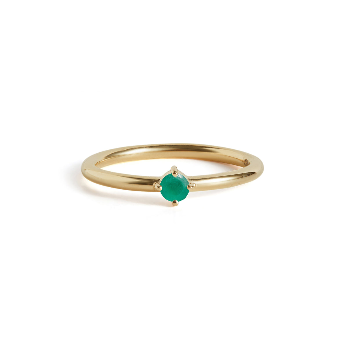 Birthstone Round Ring Solid Gold