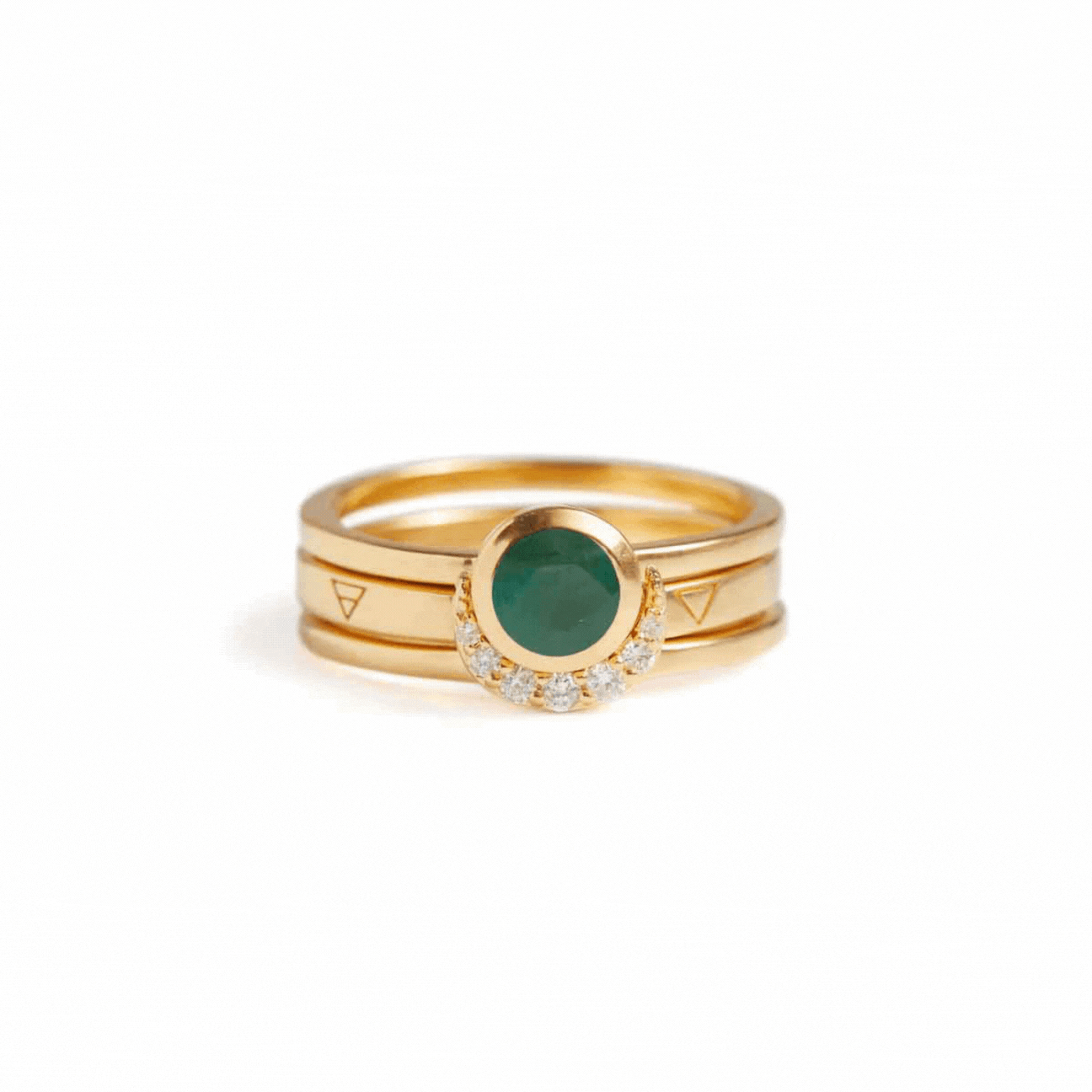 Eclipse Fine Stack Emerald Solid Gold