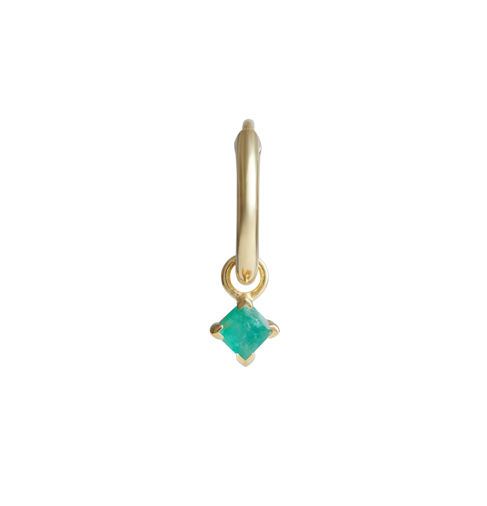 Birthstone Square Charm Hoop Solid Gold