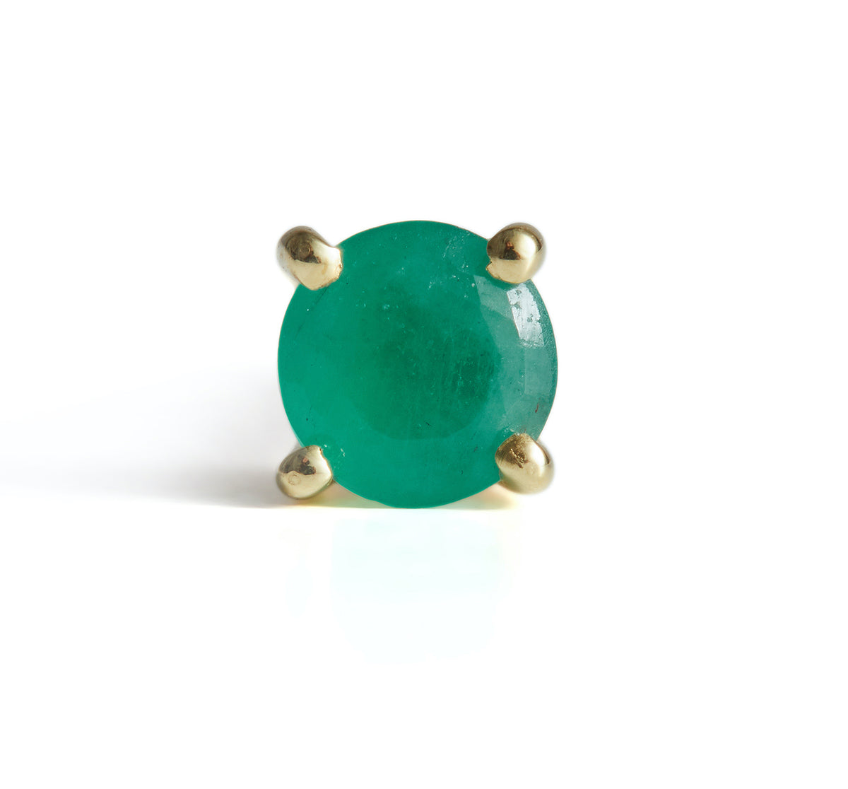 Birthstone Round Stud Solid Gold
