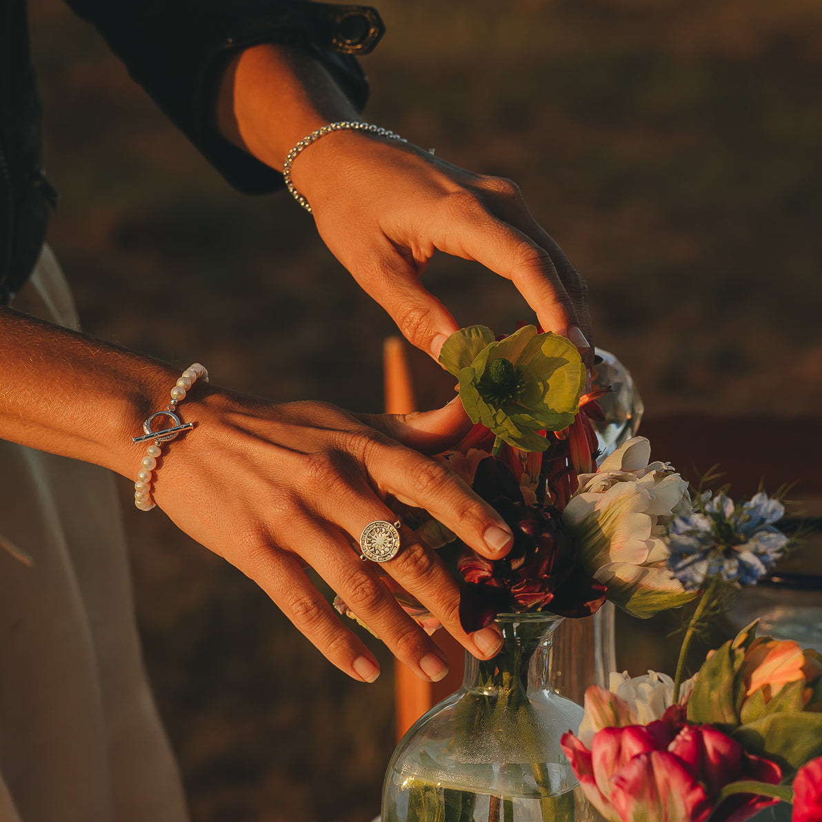 Ouroboros Pearl Bracelet Silver