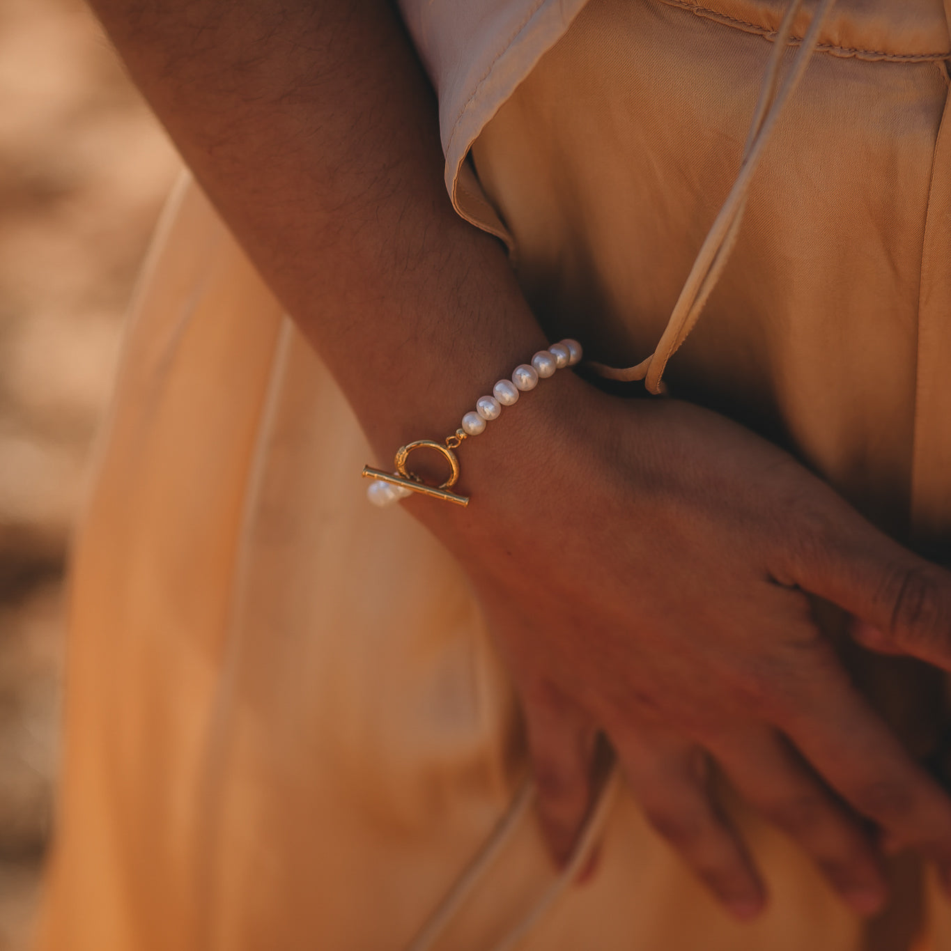 Ouroboros Pearl Bracelet Gold