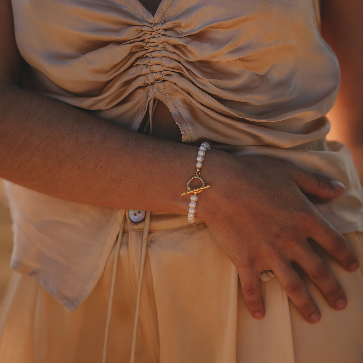 Ouroboros Pearl Bracelet Gold