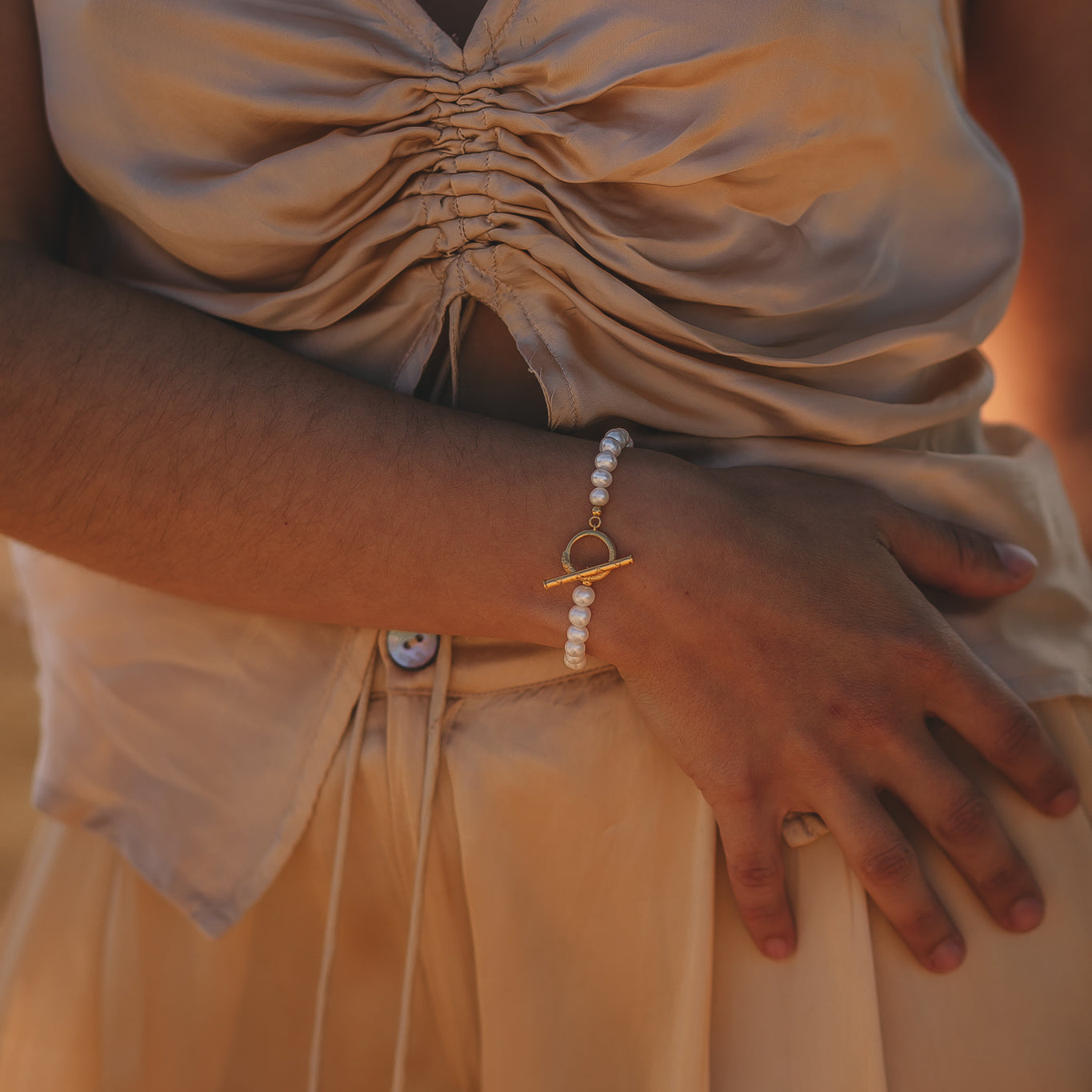 Ouroboros Pearl Bracelet Gold