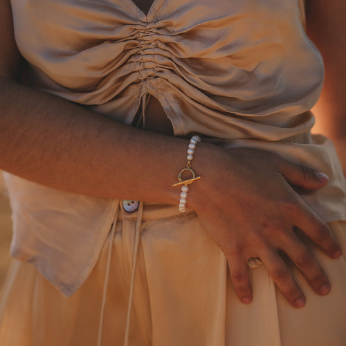 Ouroboros Pearl Bracelet Gold Rachel Entwistle