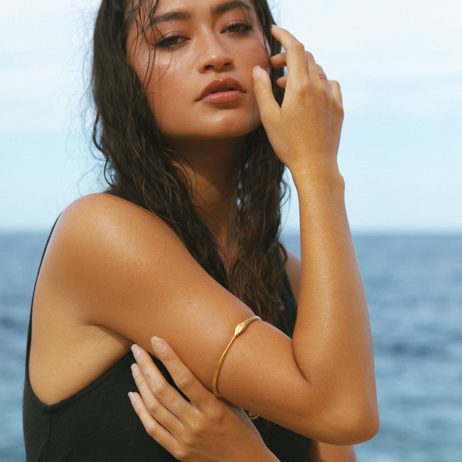 Ouroboros Snake Bangle Gold