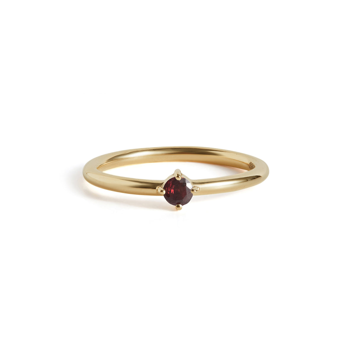 Birthstone Round Ring Solid Gold