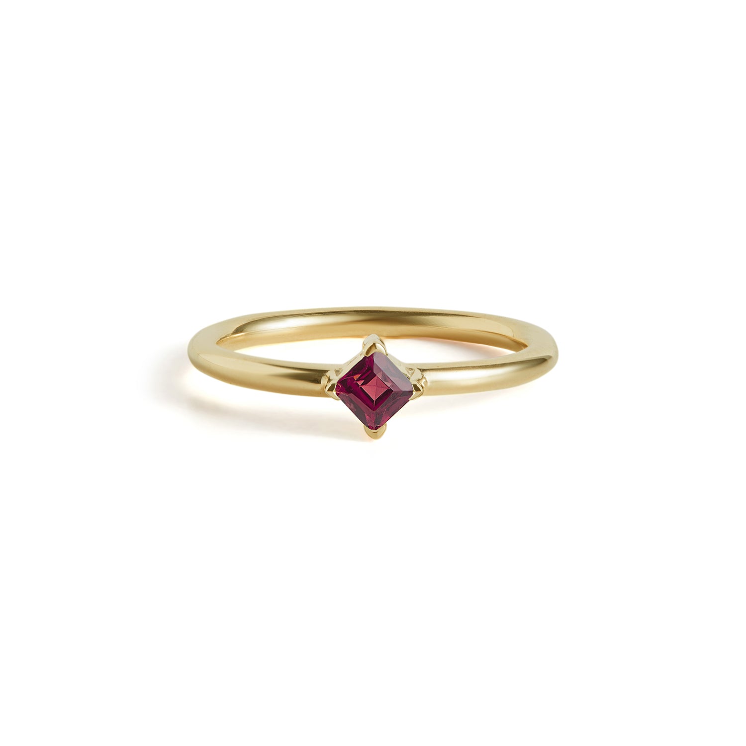 Birthstone Square Ring Solid Gold