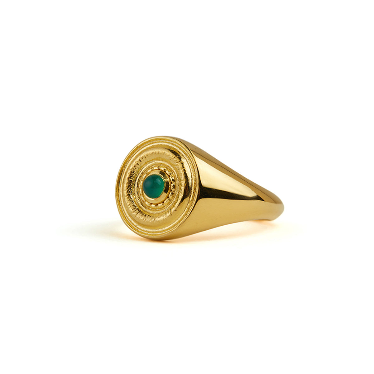 Galatea Green Onyx Signet Ring Solid Gold